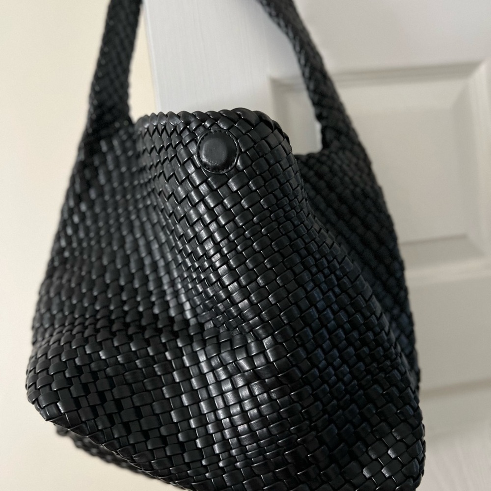 Elegant Black Woven Handbag